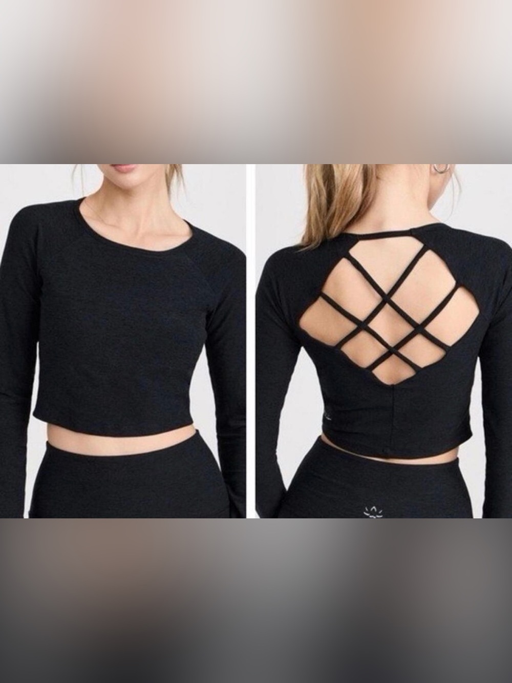 Beyond Yoga Spacedye Enlighten Cropped Pullover Black Women’s Size S